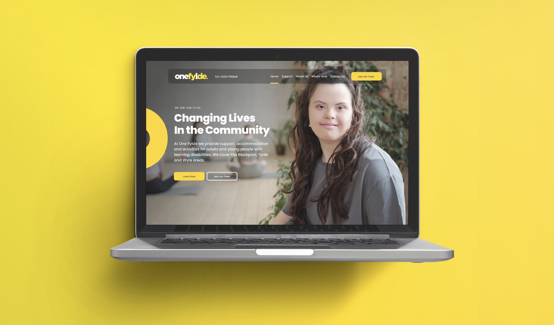 One Fylde WordPress web development screenshot on laptop