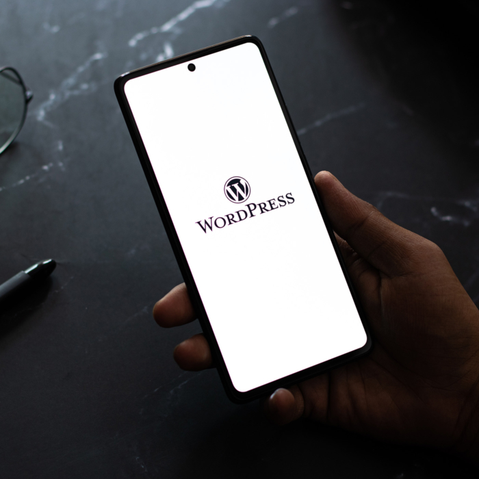 WordPress web hosting - WP logo shown on mobile phone