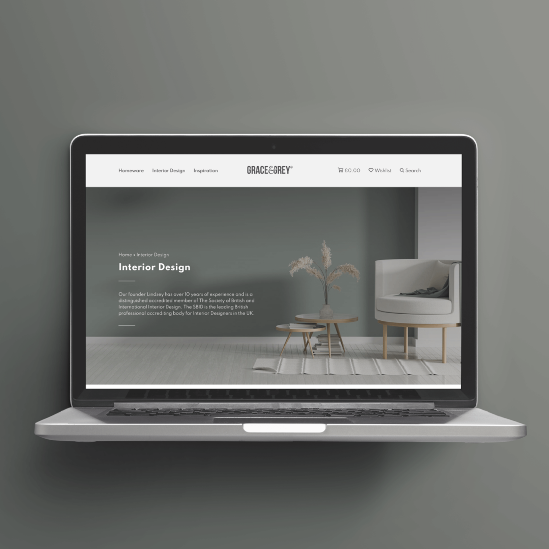 Grace & Grey website on a laptop